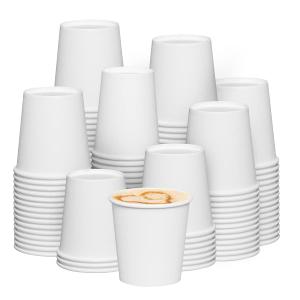 GUSTO 6 oz White Paper Cups [300 Count] Small Disposable Cups for Espresso, Tea, Samples & Mouthwash, Sturdy Hot & Cold Drinkware for Home, Office & Events (Formerly Comfy Package)