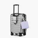 KYME Hardside Expandable Carry On Luggage 22x14x9 Airline Approved 20 Inch Hardshell Carry On Suitcase with Wheels TSA Lock Small Travel Rolling Luggage with Cup Holder for Women Men Silver