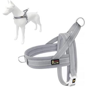Plutus Pet No Pull Dog Harness with Breathable Mesh Padded, Adjustable Reflective Escape Proof Dog Harness, Quick Fit Dog Vest Harness for Small Medium Large Dogs(M, Gray) (M: chest 19.7"-25.2")