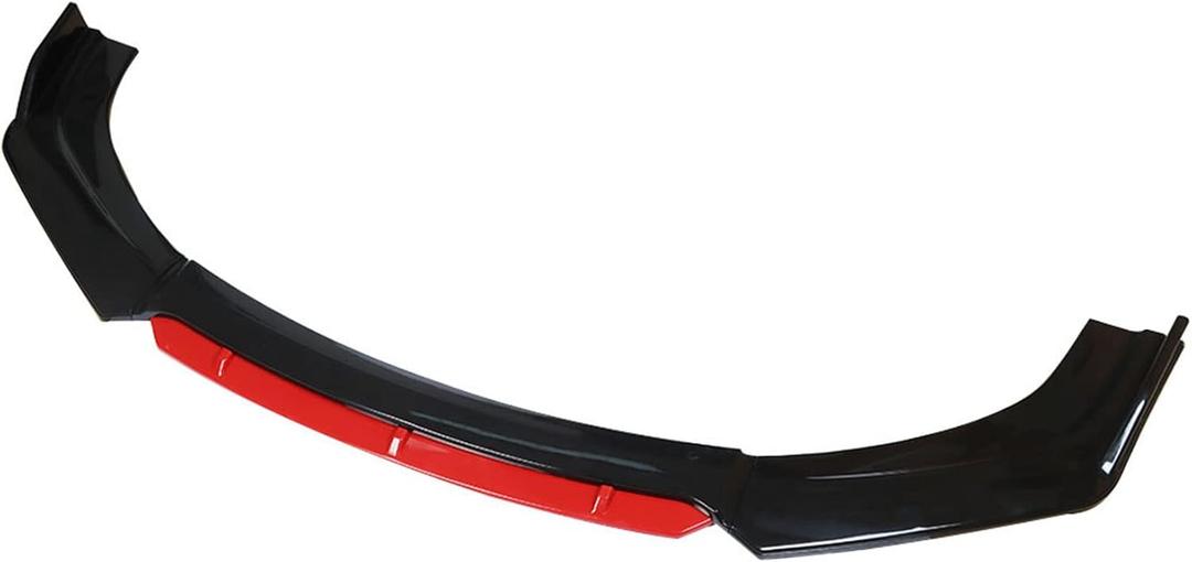 labwork 4 Pieces Universal Car Front Bumper Lip Spoiler Splitter Body Kit Bright Black Red Tongue