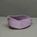 Cute Oval Cotton Rope Wicker Storage Basket with Handle - Empty Baby Nursery Box Bin Organizer for Kids, Cats, Dogs & Easter - Light Purple Lavender