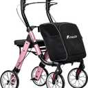 Foldable 2-in-1 Rollator Walkers for Seniors with Seat&Shopping Cart,300Lbs
