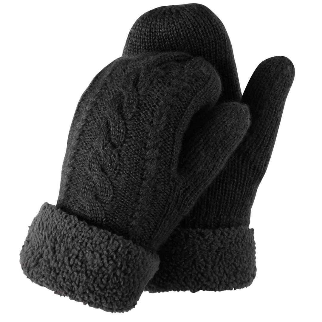 CZBRO Women's Winter Gloves, Winter Warm Mittens Thick Knitted Gloves Mittens Warm Soft Lining Cold Weather Accessories Gifts (1 Pair, Black)