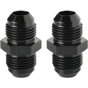 8AN Male to 8AN Male Flare Union Coupler Adapter Fitting Fuel Oil Connector Straight Aluminum Black, Pack of 2