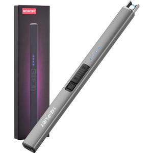 MEIRUBY Electric Candle Lighter, Christmas Stocking Stuffers Gifts for Women Mom Men Wife Sister, USB Arc Rechargeable Windproof Long Lighter for Candle BBQ Housewarming Birthday Gifts Idals (Space Gray)