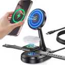 3 in 1 Magnetic Wireless Charging Station Apple Devices 15W Fast Mag-Safe Charger Stand Wireless Charger Station for iPhone 17 16 15 14 13 12 Pro/Pro Max/Plus/Mini AirPods 2/3/Pro iWatch Series