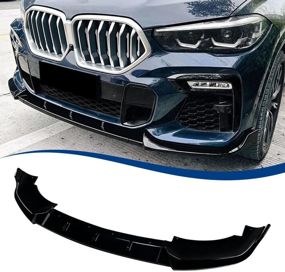 G06 Front Lip Compatible with BMW (2019-2023) X6 G06 M-Sport Model ABS Gloss Black Bumper Spoiler Air Splitter