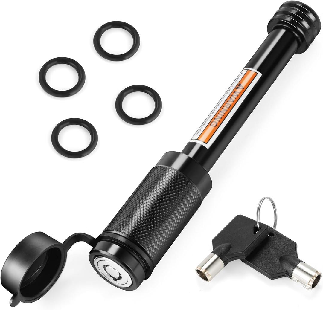 JUSTTOP Trailer Hitch Receiver Pin Lock,5/8" Dia 3-1/2" Long Pin Trailer Lock for Class III IV 2" and 2-1/2" Receiver,Tow Hitch Pin Lock with 4 Anti-Rattle Rubber O-Rings,for Trailer Truck Car Boat