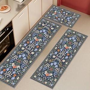 Azadx Kitchen Rug Sets 3 Piece Non Slip Washable Kitchen Mats for Floor Absorbent Kitchen Floor Mat Carpet Comfort Standing Mats Runner Rug for Hallway Laundry Holiday Kitchen Decor