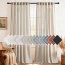 H.VERSAILTEX Natural Linen Curtains 84 inches Long for Living Room 2 Panels Back Tab Loop Pocket Textured Light Filtering Semi Sheer Curtains Rustic Farmhouse Boho Curtain for Bedroom, Angora