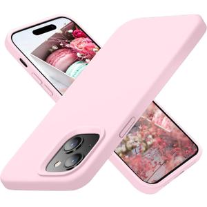 Cordking Designed for iPhone 15 Plus Case, Silicone Ultra Slim Shockproof Protective Phone Case with [Soft Anti-Scratch Microfiber Lining], 6.7 inch, Chalk Pink