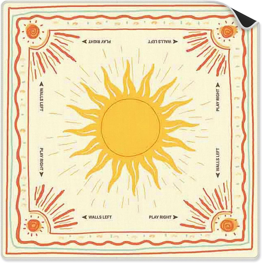 Boho Yellow and Orange Sun Sunshine Mahjong Mat 31.5 x 31.5 Inch