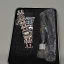 Mtozon Bling Bands Compatible with Fitbit Charge 6/Charge 5, Metal Bracelet Luxurious Rhinestone Replacement Wristband for Women, Silver with Rose Gold