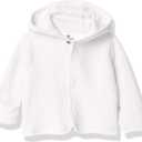 HonestBaby Matelasse Snap-Front Hooded Jacket Organic Cotton for Infant Unisex Baby Boys & Girls (18 Months, Bright White)
