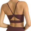 Colorfulkoala Women's Dreamlux Bowknot Strappy Sports Bras Light Impact Workout Yoga Tops M-L 