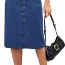 Denim Skirt Women Long Jean Skirts Stretch High Waisted Button Down Front Slit A Line with Pockets (8, 01-blue)