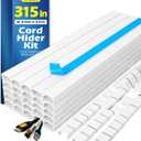 315in Cord Hider Kit, Paintable Cable Raceway, Cord Covers for Wires on Wall, Cord Hider for Wall Mount tv, tv Cable Hider Wall kit, Wire Covers for Cords, 20X L15.7in X W0.96in X H0.57in, White