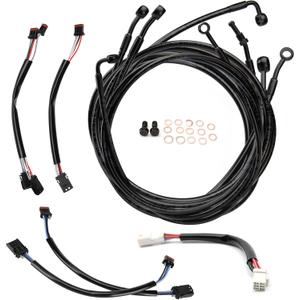 MoKitDora Touring Handlebar Extended Cable Kit Brake Line Clutch Cable CAN-Bus TBW Turn Signal Wiring Harness for 2017-2020 Harley FLTR FLHR FLHX FLHT w/ABS (Hydraulic Clutch) 16" Handlebar, Black