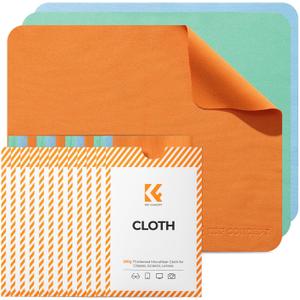 K&F CONCEPT 12 Pack Lens Cleaning Cloth | Microfiber Cleaning Cloth | Glasses Cleaning Cloths | Eyeglass Lens Cleaner | Eyeglasses, Camera Lens, VR/AR Headset Screen Cleaning | Orange & Green & Blue