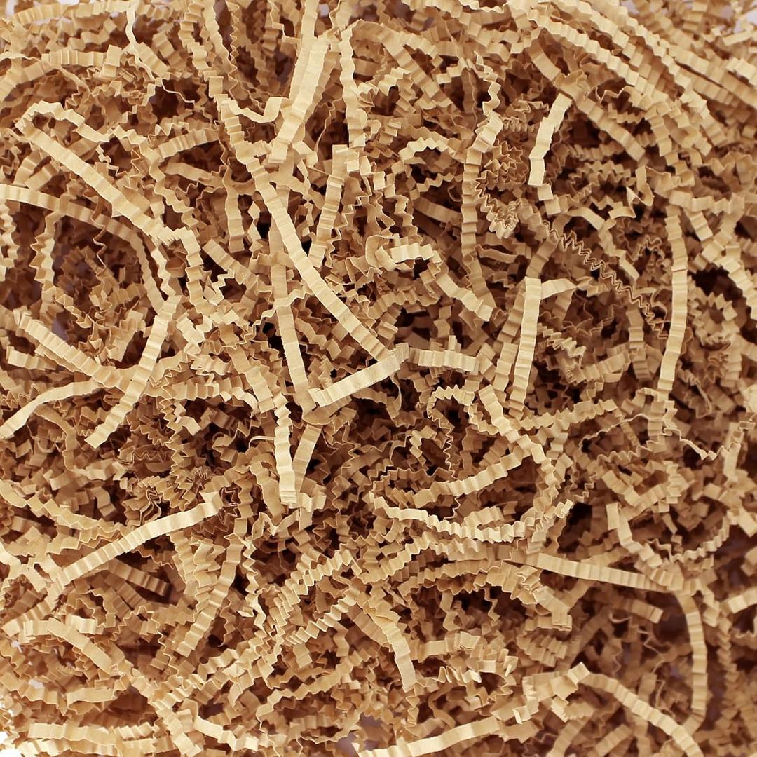 2 Lb Shredded Paper for Gift Baskets, Filler Paper for Gift Boxes, Crinkle Cut Paper Shred Filler for Gift Wrapping, Basket Filling, Birthdays, Weddings, Anniversaries (Kraft)