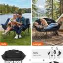 KingCamp Double Camping Chair, Oversized Heavy Duty 660lbs Loveseat for Adults Portable Folding XL 2 Person Couch Padded Comfortable Two Seat with Cup Holder for Outdoor Lawn Backyard, Black