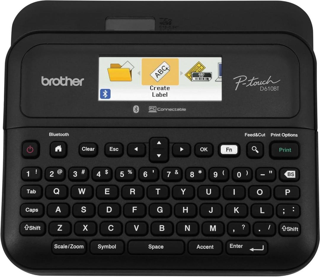 Brother P-Touch PT- D610BT Business Professional Connected Label Maker | Connect and Create via Bluetooth on TZe Label Tapes up to ~1 inch, White