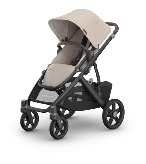 UPPAbaby Vista V3 Convertible Single-to-Double Stroller for Baby & Toddler, 30+ Configurations, Car Seat Compatible, All-Wheel Suspension, XL Basket Julian Ada (Sandstone Mélange)