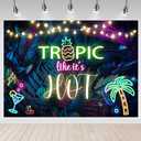 Mocsicka Tropical Summer Backdrop 7x5ft Tropic Like It's Hot Neon Hawaiian Luau Party Palm Green Leaves Bridal Shower Birthday Party Decor Background Studio Props (not Really Glow)