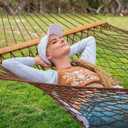 SUNCREAT Portable 2 Person Hammock with Carrying Bag, Tree Hooks, Magazine Bag, Bottle Holder, Heavy Duty Hanging Tree Hammock, Brown