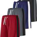 Resinta 4 Pack Boys Shorts Boys Athletic Basketball Shorts Kids Mesh Quick Dry Active Sports Gym Soccer Shorts for Summer (6-7 Years)