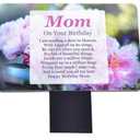 Mom On Your Birthday' Memorial - Sublimated Aluminium Memorial Plaque, Mounted Onto An Acrylic Stake, For Outdoor Use