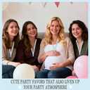 Winnie Baby Shower Pacifiers Necklace for Girls, It's a Girl Baby Shower Favors, 30 Blue Acrylic Pacifiers with Blue-Ribbon, Pooh Pacifier-Necklace Gifts, Girl Bear Party Decorations