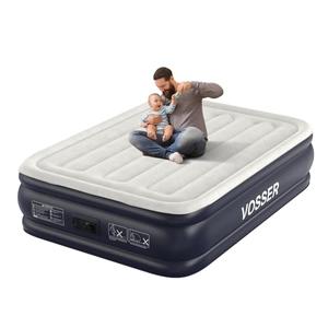 VOSSER Air Mattress Full with Built in Pump,18''Inflatable Mattress of Upgraded Vertical Beams,Self Inflatable/Deflation Blow Up Mattress in 3 Mins,Flocked Top Airbed with Carry Bag for Home, Camping