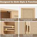 INNOD Rattan Bathroom Wall Cabinet with Open Compartments, Wall-Mounted Medicine Cabinet with Adjustable Wood Shelf & Doors, Over the Toilet Storage Cabinet for Laundry Room & Kitchen & Living Room