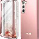 SURITCH for Samsung Galaxy S23 Plus Case, [Built-in Screen Protector] [Dual-Layer Protection ] Full Protection Shockproof Rugged Bumper Phone Cover for Samsung S23 Plus 6.6 Inch - Rose Gold