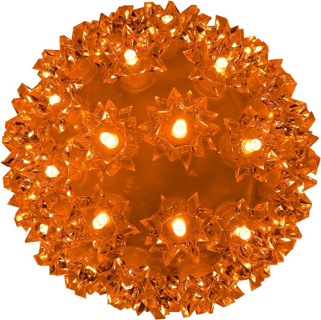 Christmas Lights Ball 5.5" Outdoor Hanging Sphere Lights 50 LED Orb Orange Starlight Sphere for Tree Porch Bedroom Christmas Decorations, Orange