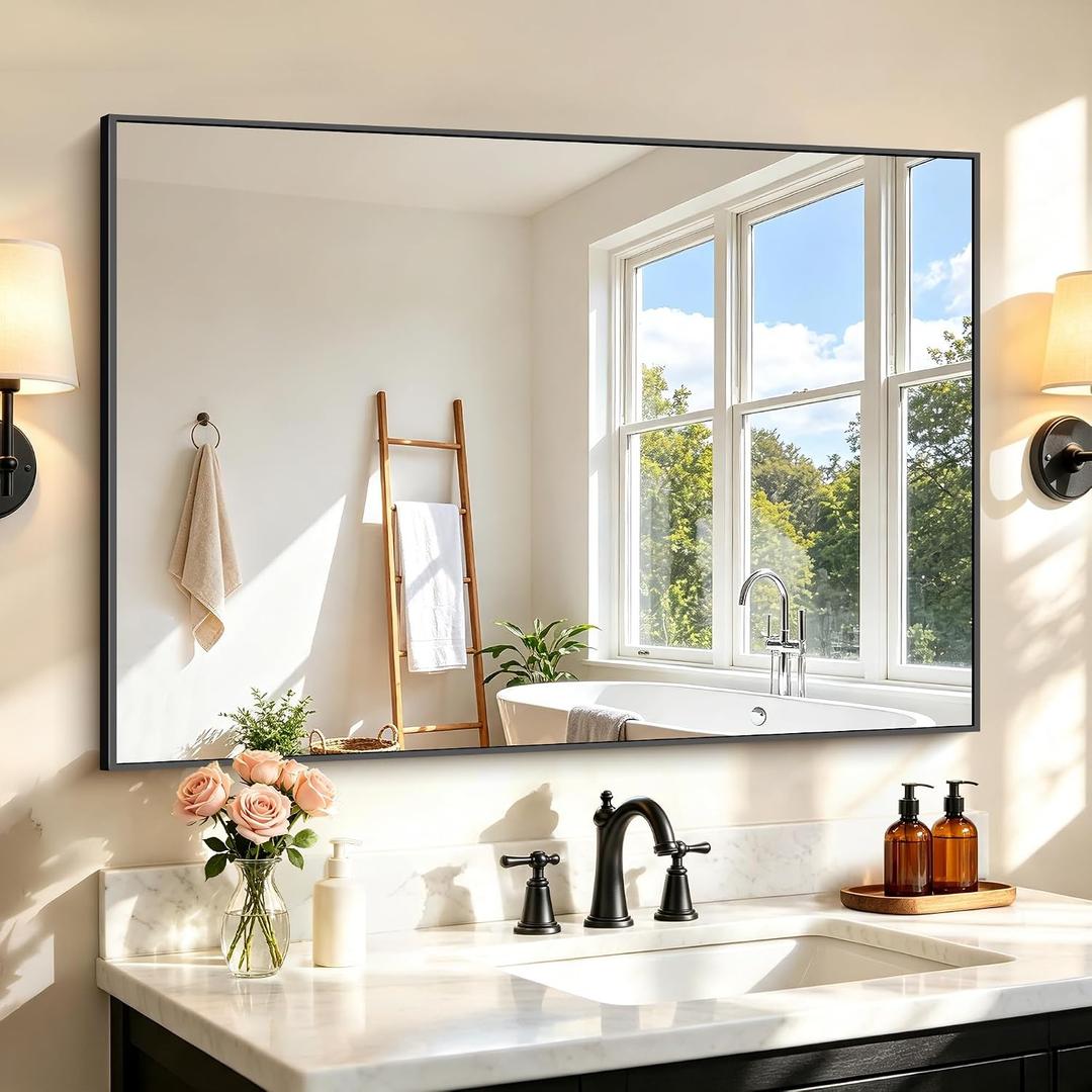 COFENY 30x42 Black Bathroom Mirror, Rectangle Vanity Mirrors for Over Sink