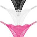 Sexy Thongs for Women Breathable Lace Underwear Rhinestones Strap G-String Stretch Panties Thong
