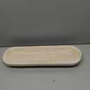 17" Wooden Dough Bowls DecorativeUnique Centerpiece Bowl, Rustic Long Wood Bowl with Hand Carved for Table Centerpiece Decor, Farmhouse Boho Rustic Style Home Decor (17 x 5 x 2 Inch White)