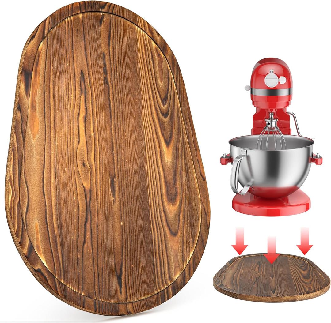 GuanQiao Food-Grade Bamboo Mixer Slider: For KitchenAid 5-8 Qt Bowl Lift Stand Mixer. Appliance Sliding Mat For Artisan, Kitchen Countertop Storage Accessories (Moving Tray) (Brown)