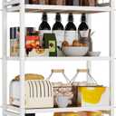 GIOTORENT 5-Tier Kitchen Storage with Wooden Boards, Heavy Duty Storage Shelves & Bookshelf, Adjustable Metal Shelving Unit for Garage Kitchen Bathroom Laundry Organizer, 750LB Capacity, White, 21.6W x 12.8D x 53.6H