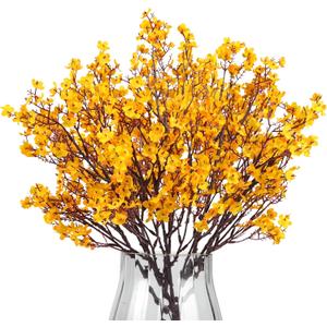 8Pcs Babys Breath Artificial Flowers, Real Touch Yellow Silk Flowers Fake Flowers for Vase Home Office Wedding Christmas Indoor Outdoor Centerpiece Table Party Decorations