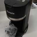 Single Serve Coffee Maker for K-Cup and Ground Coffee, Fast Brew, 6-12 oz Brew Sizes One Cup Coffee Machine Fits 5.5" Mugs, One-Button Small Coffee Maker with Descaling Reminder,Black (9.45 Inches)