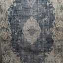 MUJOO Boho Rug 3'x5' Blue Grey Rugs Machine Washable Area Rug Small Non Slip Throw Rugs for Entryway Bedroom Bedside Kitchen Hallway Living Room Laundry Room Indoor Carpet Soft Low-Pile Floral