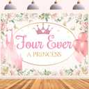 Four Ever a Princess Backdrop - Princess Castle 4th Birthday Banner, Four Ever a Princess Birthday Party Decorations 7x5ft