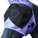 T TEKE Fine Mesh Horse Fly Mask w/Ears, UV Blocking 3D Eye Visor with Extra Fleece Cushioned Forehead, Protection from Insect Pests (Full, Lavender)