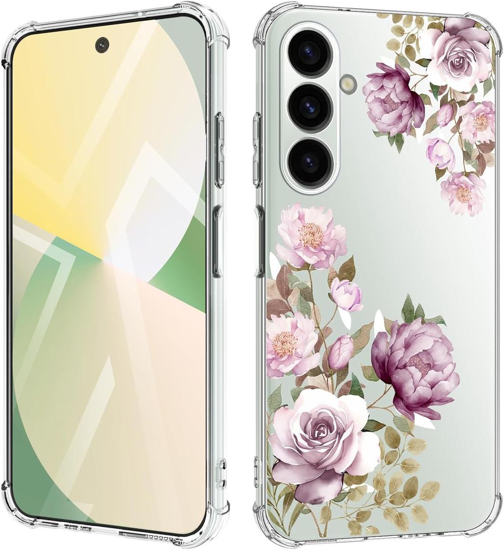 for Samsung Galaxy A26 Case Flowers [Buffertech 6.7ft Military-Grade Drop Protection] [Anti Peel Off Tech] Clear TPU Bumper 5G Phone Case Cover DesignCherry Blossoms