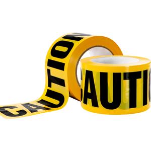 FOURGUN Yellow Caution Tape 3 Inch x 328 Ft High-Visibility w/Bold Black Text, Weatherproof & Durable, Ideal for Construction, Hazard Zones, Crime Scenes & Halloween Party Decorations