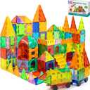 EchoPlan Magnetic Tiles,Deluxe 130 PCS Magnetic Blocks with 2 Cars,Magnet Tiles Building Blocks Set,STEM Preschool Sensory Educational Toys Gifts for Toddlers Kids Boys 3 4 5 6 7 8 9+ Year Old