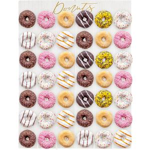 Suzile Large Donut Wall Display Stand for Party 42 Donuts Board Wood Wall Display Holder Reusable Doughnut Stand Board Food Buffet for Bridal Shower Birthday Wedding Decor(White)